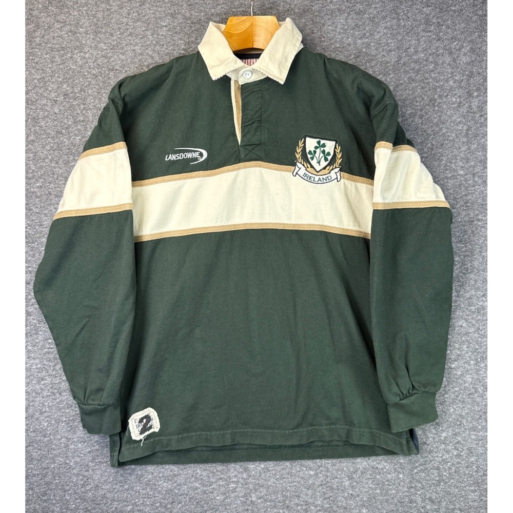 Lansdowne Heritage Collection Ireland Rugby Shirt Men Size M Green Cotton Preppy